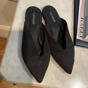 Topshop quiet luxury black ribbon texture slide mules